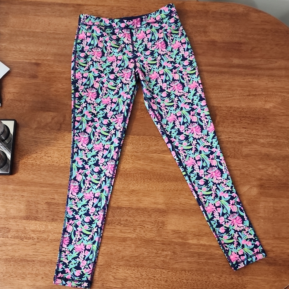 Lilly Pulitzer Kids Leggings - Pink and Blue Floral